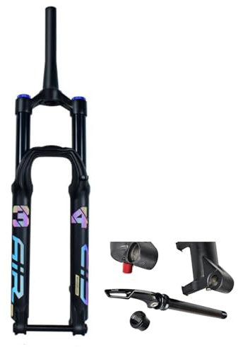ZECHAO Forcella Ammortizzata for Bicicletta MTB 27,5/29 Pollici, Tubo Dritto 1-1/8 Lega Di Alluminio Escursione 140mm Perno Passante con Regolazione Del Rimbalzo Forcella Ad Aria(Tapered Manual Lock,