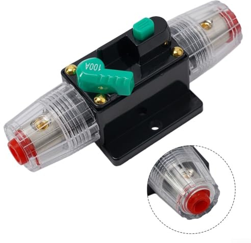 Gdfnmogo Interruttore automatico di ripristino manuale CC, 12 V, 24 V, da 10 A a 100 A AMP, fusibile di ripristino per auto, motori nautici e traina, audio (100 A)