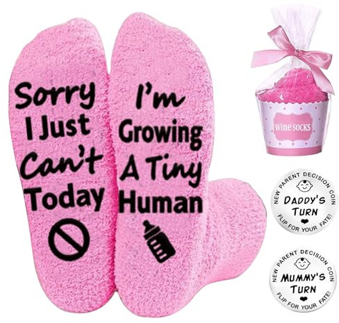 Csirnto Cadeau de grossesse - Chaussettes de parenté pour femmes enceintes - Cadeau pour femme enceinte - Cadeau de grossesse - Rose enceinte - Taille unique, rose, XL