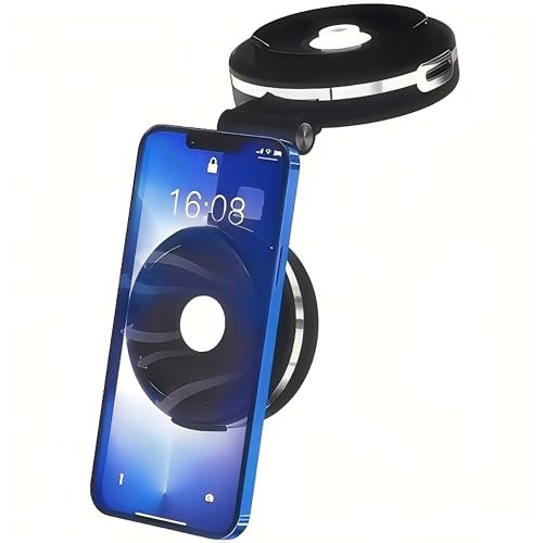 MissHome Car Phone Mount – Electric Suction Cup, Dashboard Phone Cradle, Bilateral Suction Cup, Hands-Free, Strong Suction, Compact and Foldable, Black