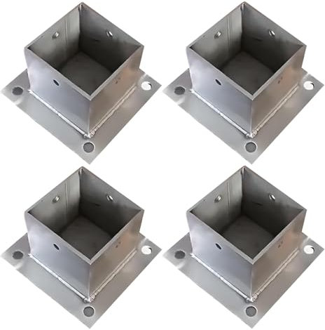 Base d'ancrage de poteau, base de poteau de terrasse, chaussure de poteau for garde-corps en bois, base de poteau carrée, 2x2 4x4 5x5 6x6 8x8, avec raccords, for boîte aux lettres, pergola et terrasse