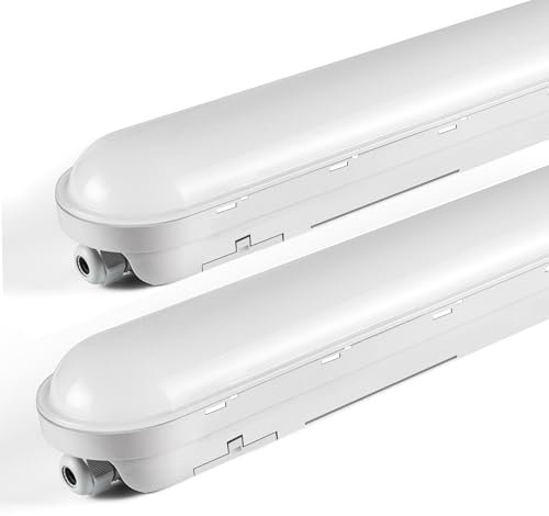 TONFFI 2 Stück Feuchtraumleuchte LED 120CM 36W 4500LM Röhrenlampe Komplett IP65 Verknüpfbar Wannenleuchte Feuchtraumlampe Led Keller Deckenleuchte für Garage Werkstatt 4000K Neutralweiß
