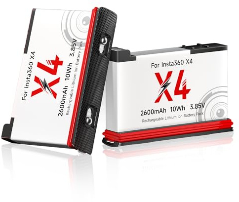 Palogreen 2Pcs Insta 36OX4 Akku 2600mAh Lithium mit hoher Kapazität - Kompatibel mit der Insta36O X4-Kamera für längere Aufnahmesessions (2 Pack Insta36O X4-Ersatzakkus-Upgrade)
