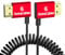 Alvin's Cables Cavo HDMI 8K 2.1 48Gbps ad alta velocità Φ2.4mm HDMI ultrasottile 8K@60Hz 4K@120Hz per Sony A7 A9, BMPCC,Canon C70,Atomos Ninja,SmallHD,cavo a spirale ad angolo da sinistra a destra