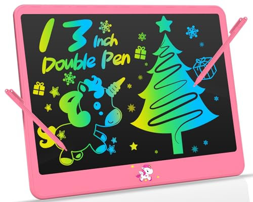 LEYAOYAO Pizarra de escritura LCD, 13 pulgadas, colorida, garabatos mágicos, pizarra mágica, pizarra de oficina, tablero de mensajes, cumpleaños, Navidad para regalos (rosa)