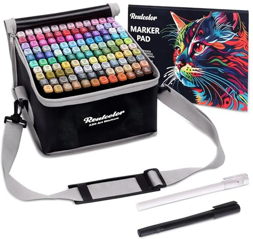 120 Alcohol Markers Set,Dual Tip Art Markers for Adult Coloring, Alcohol Markers Set for Drawing,Coloring,Sketching,Card Making,Illustration, Ideal for Artists, Designers & Crafters
