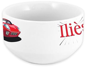 Bol enfant personnalisable – Ajoutez le prénom | Cadeau original | 720mL | Plusieurs motifs | Céramique (Voiture)