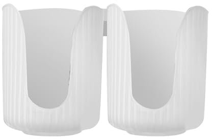 Plastic Bathroom Cup Dispenser With Vertical Stripes Paper Cup Holder Disposable Paper Cup Organizer Microwave Grill Rack Rubber Feet (H, One Size)