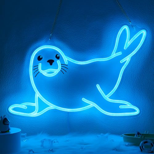CoolGift Mart Seal Neon Sign, Dimmable Wall Decor Light. Birthday Party Decorations for Home, Patio, Garden, Bars, Restaurants, Hotels, Stores, Clubs, Gift for Friends Family and Kids