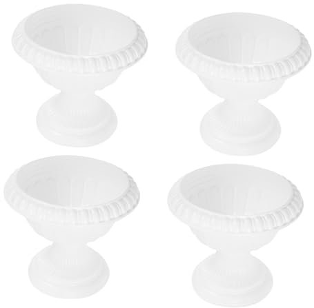 BESPORTBLE 2 Ensembles Balise du Bassin Romain Vase D'affichage De Jardinière Bol Pot De Fleur Romain Jardinière sur Pied Pièce Maîtresse Centres De Mariage Blanche Plastique 4 Pièces * 2