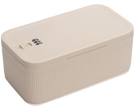 Ohulelks Lockable Storage Box, Locking Medicine Box, Cell Phone Locked Jail, Containers Bin for Personal Refrigerator Home Beige