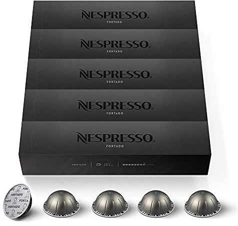 NESPRESSO VERTUO Fortado 50 Kaffeekapseln | Arabica & Robusta Kaffee, Dunkle Röstung, Intensität 8, Ideal für Gran Lungo