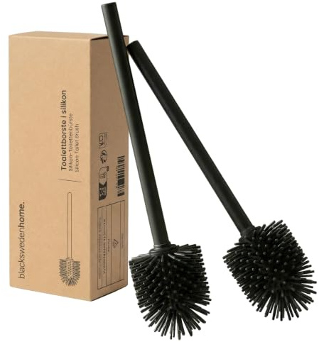 blackswedenhome. Silikon Toilettenbürste Schwarz 2er Set – Klobürste WC Bürste Ersatzbürste mit Anti Haft Wirkung, Nordic Design Badaccessoires matt schwarz