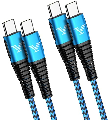 USB C to USB C Charger Cable,2Pack 1M+2M Braided Type C Charger Cables 60W Fast PD Charging Lead for iPhone 17 16 15 Pro Max, iPad Pro, Samsung S25 S24 Ultra, Pixel 10, LG, Switch etc