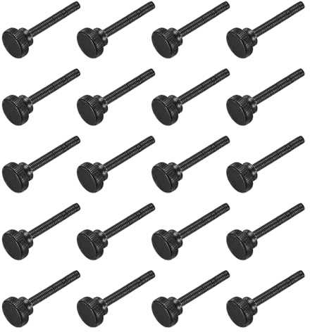 QUARKZMAN 20Pcs Vis Moletée M4 x 40mm Vis Moletées à Oreilles, Vis à Tête Plate en Acier Noir, Boulons Moletés Métriques avec Poignées à Épaulement, Fixations Filetées à Serrage Manuel