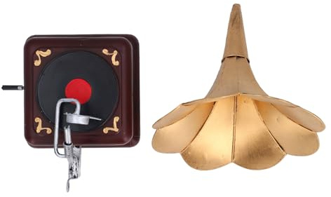 Vintage-Phonograph, Retro-Grammophon, dekoratives Plattenspieler-Modell aus Eisen, Desktop-Ornament für Heimdekoration, Bar, Café, 17 x 22 x 30 cm