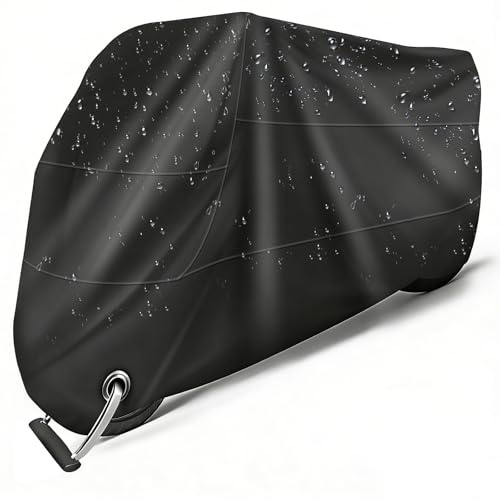 Motorrad Abdeckplane, 210D Oxford-Gewebe Wasserfestes Motorradabdeckung, Motorradplane Outdoor, Motorradgarage Winterfest, Motorads Abdeckung Wasserdicht, Abdeckung Motorrad (245cmx105cmx125cm)