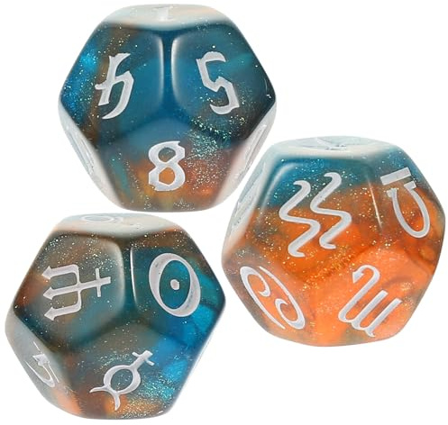 Hemobllo Astrologische Würfel 3 Stück 12 Seitig mit Stabilem Leichtem Design aus Acryl für Partys und Tarotkarten