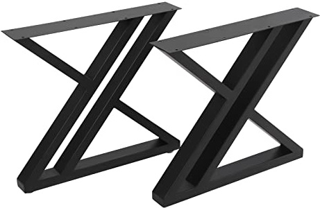soudesileim 2 Stück Z-förmige Tischfüße aus Metall 45x5x40cm, Tischbeine Metall Schwarz, Industriestil Tischgestell in Schwarz für Couchtische, Esstische und Schreibtisch
