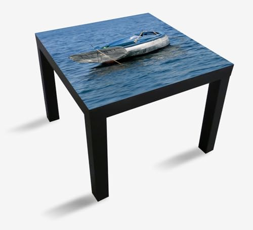 Wallario Möbelfolie selbstklebend/Aufkleber, Tischfolie geeignet für IKEA Lack Tisch - Möbeldeko Kleines Ruderboot in 55 x 55 cm