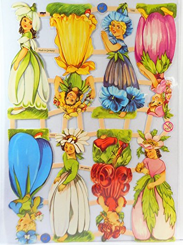 Infun Scrapbooking-Set EF 7359: Glanzbilder Oblaten Blumenmädchen Elfen, Traditionell, Erwachsener, Nicht faltbar