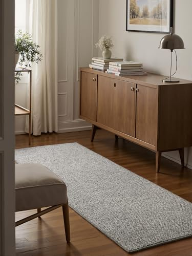 Hanse Home Wolly Läufer – Wohnzimmerteppich Flachgewebe Kurzflor Woll-Optik Wolle Skandi-Look Esszimmer, Wohnzimmer, Kinderzimmer, Schlafzimmer – Grau, 80x300cm