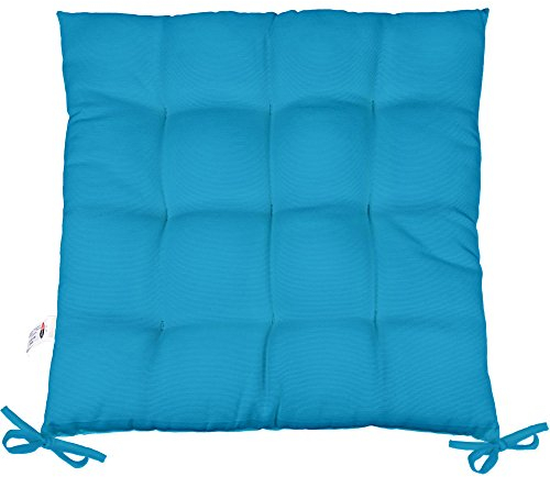CelinaTex Yoyo Sitzkissen 40 x 40 cm türkis Gartenstuhlkissen mit Bänder Sitzauflage Garten Balkon Terrasse