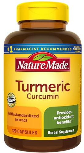 Nature Made Turmeric Curcumin 500 mg, Turmeric Curcumin Supplement for Antioxidant Support, Herbal Supplements, 120 Capsules, 120 Day Supply