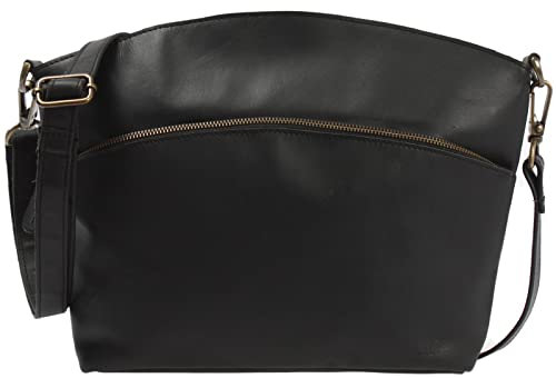LECONI Umhängetasche für Damen Schultertasche Freizeittasche Damentasche Frauen Ledertasche Handtasche Vintage-Style Leder 36x27x8cm schwarz LE3050-wax