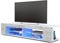 Vladon Lowboard Movie, TV-Kommode mit 4 offenen Fächern und Zierleisten, Weiß matt/Beton Oxid-Optik, inkl. LED-Beleuchtung blau (134 x 29 x 39 cm)