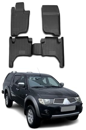 OMAC Gummimatten Fußmatten kompatibel mit Mitsubishi L200 2005-2015 TPE Matten Schwarz 4X