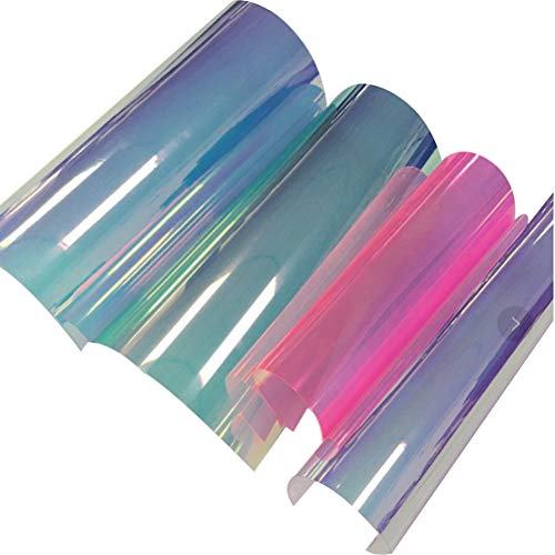 4 Blätter A4 PVC Holographische Klare Film Gespiegelt Folie Holographische Grafik Stoff für Schuhe Tasche Nähen Patchwork DIY Bogen Handwerk Applique