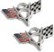 PTDecals 2 stücke Metall US Amerika Flagge V8 Racing F1 Emblem Abzeichen Aufkleber für Auto Auto Van Kotflügel Stoßstange Fenster Kofferraum Boot (Silber)