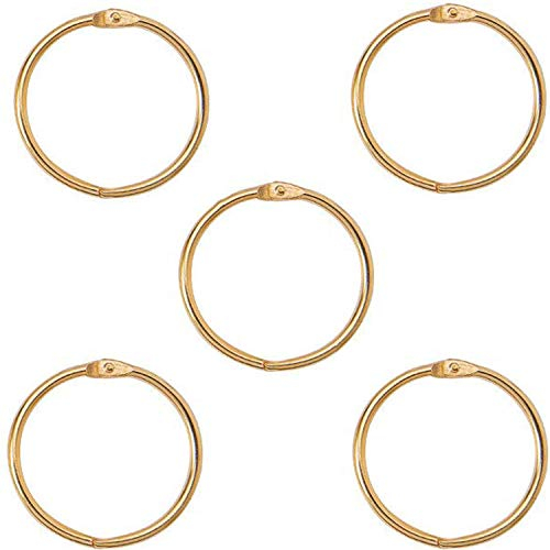 XMHF 2 Inch (5 Pack) Loose Leaf Binder Rings, Nickel Plated Steel Binder Rings,Keychain Key Rings, Metal Book Rings,Golden, for School, Home, Office