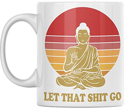 Vulfire Tazza in Ceramica Let That Shit Go, Accessori Yoga Divertenti, Tazza Colazione Regalo Ragazzo, Regali Sport, Fitness Ragazza, Palestra Tazze Simpatiche, Mug Yoga (Bianco, Ceramica)
