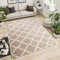 TAPISO MAROKO Teppich Kurzflor Modern Wohnzimmer Schlafzimmer Geometrisch Marokkanisch Karo Gitter Beige Creme Esszimmer ÖKOTEX 60 x 100 cm