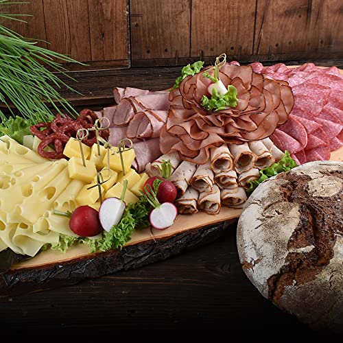 WURSTBARON® - Wurstplatten-Paket inkl. rustikalem Holzbrett - Set aus verschiedenem Wurst- und Käse Aufschnitt und Holzofenbrot