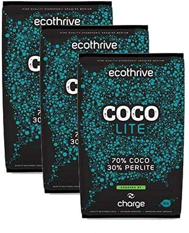 Ecothrive Coco Lite with Charge 50 Litres 70% Coco 30% Perlite Media 3 Bags