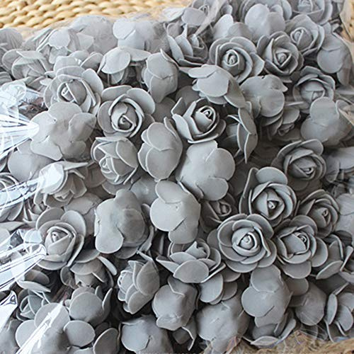 Brussel Lot de 500 têtes de roses artificielles 3D en mousse pour bouquets de mariage, centres de table, arrangements floraux Gris