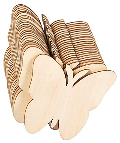 BESPORTBLE 40 Stück Holzblumen Zum Bemalen: Holzscheiben Basteln Bemalen Holz Blanko Schmetterlinge Holzplättchen DIY Handwerk Material Holz Scrapbooking Holzverzierungen Dekoration