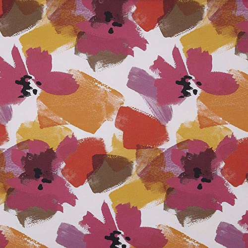 Meterware Leinenstoff digital bedruckt - Half Panama 100% Bio-Baumwolle, Öko-Tex Standard 100 - Breite 280 cm - Länge wählbar 50 in 50 cm | Papavero Blumen - Fuchsia rot orange