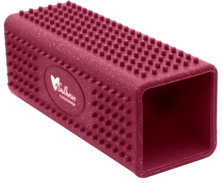 Soulhorse Tierhaarentferner Pinky Silikon Bürste zum Entfernen von Tierhaaren Flusen Fusseln von Hund Pferd Katze & Anderen Haustieren auf Kleidung Teppich Auto Bett Sofa usw (Bordaux Glitzer)