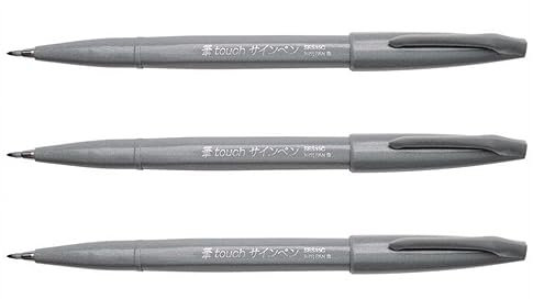 PENTEL Brush Sign Pen SES15 Filzstifte, flexibel, Grau, 3 Stück