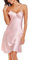 Wikoan Camicie da Notte da Donna in Raso con Spalline Regolabili Chemise Slip Sexy Sottoveste Seta Scollo a V Babydoll,Rosa,XXXL