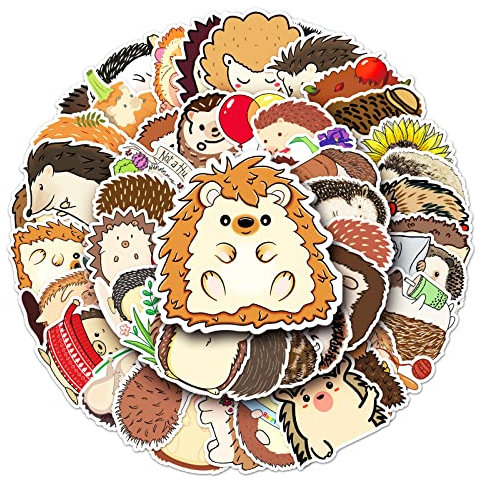 Norinoya Niedliche Igel-Aufkleber für Scrapbooking, Sammeln, Geburtstage, Partys, Laptops, Skateboards, Wasserflaschen, 50 Stück