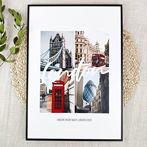 London Geschenk Holzbild - Foto Geschenk - personalisierbar zum Hinstellen/Aufhängen opt. beleuchtet London Souvenir, London Deko, London Urlaub, London Geschenke - personalisierte Geschenke