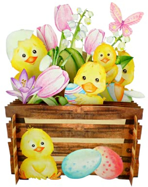 Alljoy Design 3-D Pop Up Stacks Easter Card - CHICKS IN A BASKET