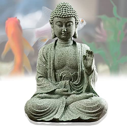 livelyfish Meditierende Buddha-Statue, natürlicher Sandstein, Buda-Skulpturen für Aquarien, Dekorationen, Zuhause, Zen, Garten, Bonsai, Ornament, Dekoration, Geschenke (furchtlos, klein)