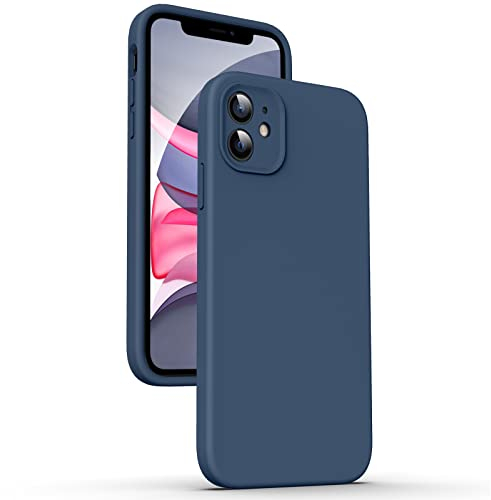 Supdeal Cover in Silicone Liquido per iPhone 11, [Bordi Piatti] [Protezione Fotocamera] [Anti Impronte Digitali] 4 Strati Proteggere Custodia Antigraffio Anticaduta Case, 6,1, Blu Scuro