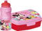 Disney Set borraccia da 380 ml e Sandwich Box rosa per bambini in plastica Minnie con banda antiscivolo e chiusura di sicurezza
